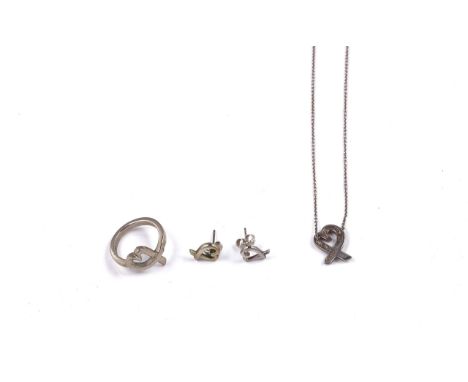A SMALL GROUP OF TIFFANY &amp; CO SILVER JEWELLERY (3)Comprising; a ring, detailed Paloma Picasso Tiffany &amp; Co 925, ring 
