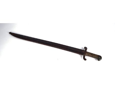 A FRENCH MODEL 1842 'YATAGHAN' BAYONET19th CenturyComplete with steel scabbard, length of blade 22.5 inches, overall length 7