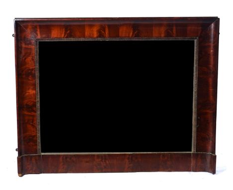 A 19TH CENTURY FRENCH MAHOGANY FRAMED OVERMANTEL MIRRORWith swept frame and split bobbin turned slip, 125cm wide; 98cm high
