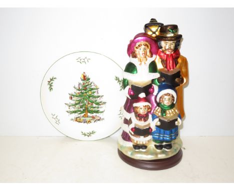 Thomas Pacconi classic large glass Xmas ornament together with vintage Spode flat cake stand 