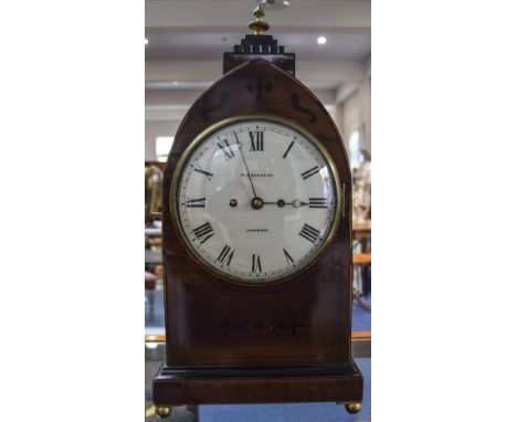 W. Edington c.1800 Bishops Hat Shaped Mahogany Cased Twin Fuse Bracket Clock, with Five Pillar Movement and Recolo Escapement