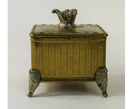 KIGU Gilt Metal Music Box With Ornate Feet And Finial
