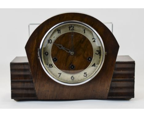 1930's Mantle Clock. Westminster Chime. Arabic Numerals. Height 9.5 inches.