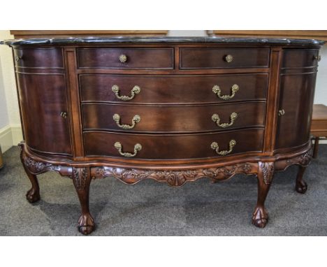 Universal Furniture - Nice Quality Large and Impressive Mahogany Bow Fronted Sideboard - Credenza, Raised on Ball and Claw Fe
