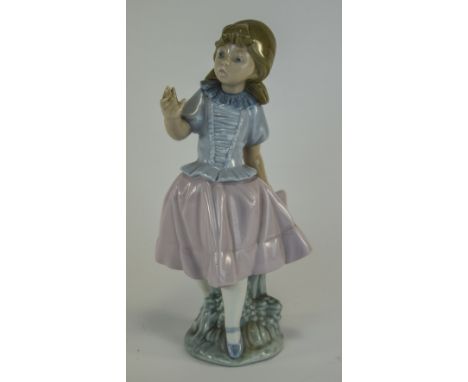 Nao by Lladro Figure ' Young Girl In Blue and Pink Dress ' 9 Inches High. Mint Condition. 