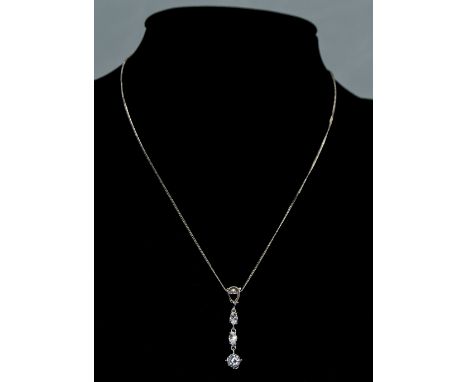 9 Carat White Gold Pendant and Chain set with cz faceted stones. Fully hallmarked.