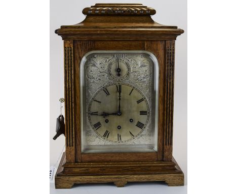 Gustave Becker Post 1900 Large Oak Cased Bracket Clock, 3 Train Striking and Chiming on 5 Rods, on Each Quarter and Striking 