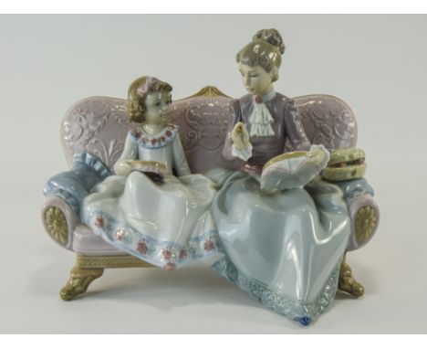 Lladro Limited Edition Rare Group Figure. "An Embroidery Lesson" Issued 2000, Retired 2003. Model Number 6713. Sculpture Regi