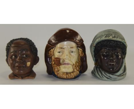 Antique Hand Painted Ceramic Lidded Character Jars ( 3 ) In Total. Tallest 6 Inches High. 