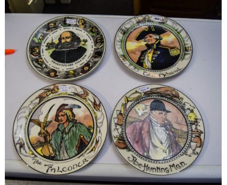Royal Doulton 4 Cabinet Plates Comprising TC 1046 The Falconer, TC 1045 The Admiral, TC 1049 The Hunting Man, TC 1041 Shakesp
