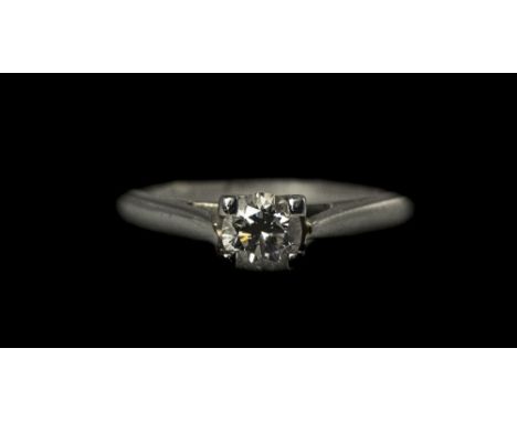 Platinum Single Stone Diamond Ring, Round Modern Brilliant Cut Diamond In A Four Claw Setting, Fully Hallmarked, Estimated Di