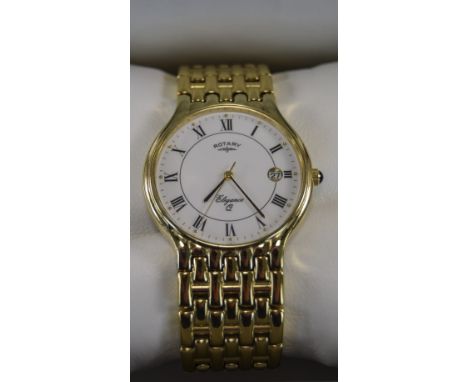 Gents Rotary Elegance Gold Plated Wristwatch In Fitted Box