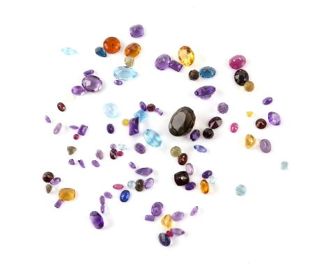 A group of loose gemstone and paste stones, including five small diamonds, the largest with an estimated weight 0.15 carats, 