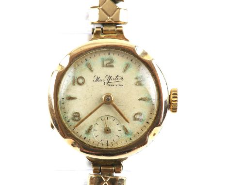 Selection of gold items, including a pair of cufflinks, with a monogram on one side and engine turned design on the other, in