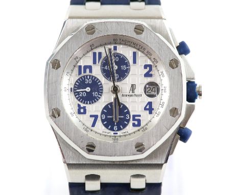 Audemars Piguet, A Gentleman's Royal oak offshore  wristwatch in stainless steel case, the bezel set with 8 screws, surmounti