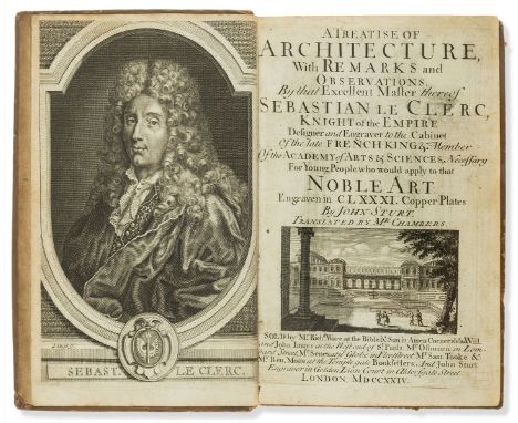 Le Clerc (Sébastien) A Treatise of Architecture..., Atlas only (as usual), first trade issue, engraved throughout with portra