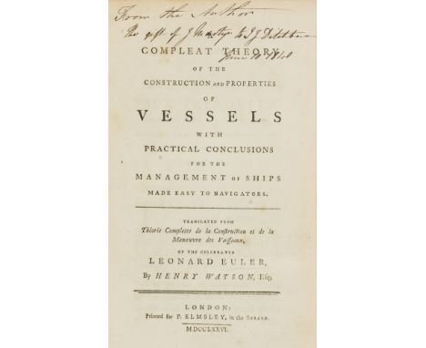 Euler (Leonhard) A Compleat Theory of the Construction and Properties of Vessels, translated by Henry Watson, first edition i