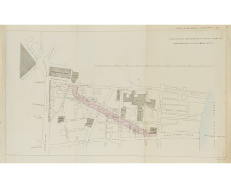 House of Commons. Report from the Select Committee...on Metropolitan Improvements..., 15 folding plans with partial hand-colo