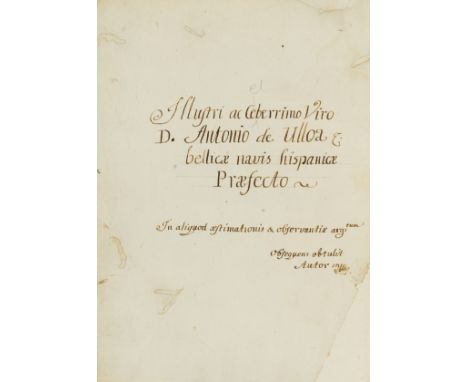 Marinoni (Giovanni Jacopo de) De re ichnographica, first edition, presentation copy from the author to Antonio de Ulloa with 