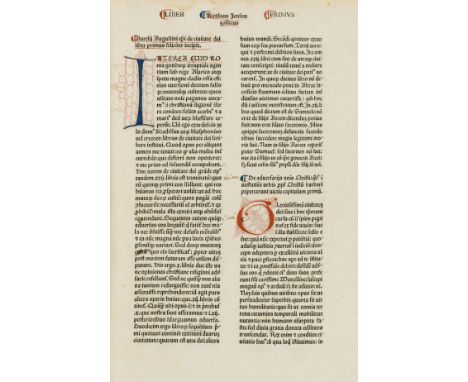 Augustinus (Aurelius, Saint) De civitate dei, collation: [a b8 c-z A-H10], 306ff., including blanks a1, b8 and H9&amp;10, dou