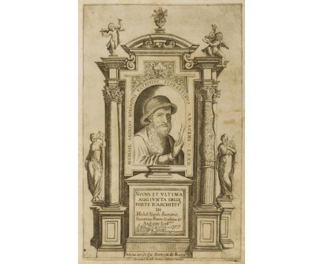 Vignola (Giacomo Barozzi da) Regola delli Cinque Ordini d'Architettura, 2 parts in 1, engraved throughout, Part I with archit