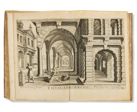 Hondius (Hendrik) Les Cinq Rangs de l'Architecture...avec l'instruction fondamentale, first edition in French, title with woo