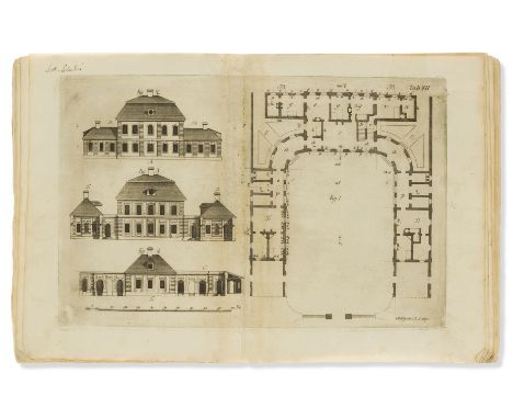 Wijnblad (Carl) Ritningar På Fyratio Wåningshus..., first edition, engraved frontispiece, folding letterpress table, 25 doubl