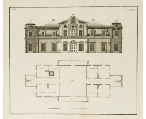 Schillinger (Georg Peter) [Architectura civilis], no title, engraved frontispiece featuring the author supervising four carpe