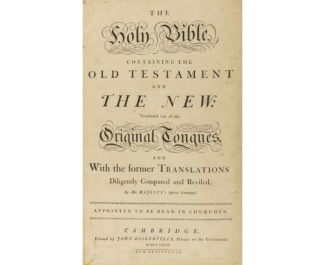 Baskerville (John).- Bible, English. The Holy Bible, containing the Old Testament and the New, first Baskerville edition, lis