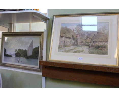 19TH CENTURY WATERCOLOUR STUDY of a Hamlet, monogrammed and dated 1898, 32cm x 49cm, in Pickwick Gallery mount &amp; frame to