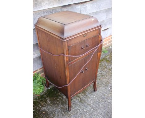 A 1920s walnut cased model 160 HMV record player (now converted to electricity) with original receipts, 19 Sept 1923 L for co
