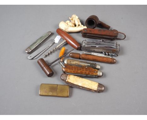 An MKF 1942 pocket knife, six other pen knives, various, a Meerschaum pipe, two corkscrews, etc 