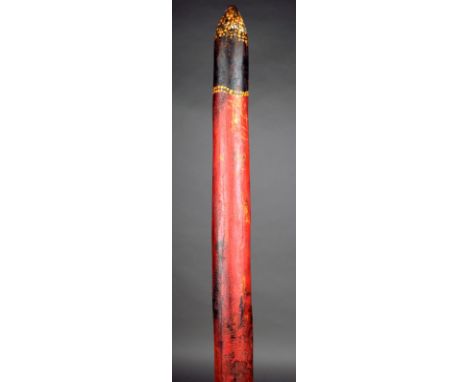 An Aboriginal digging stick Western Australia wood, with pigment and dot decoration, with label stating Kunanara, collected 1