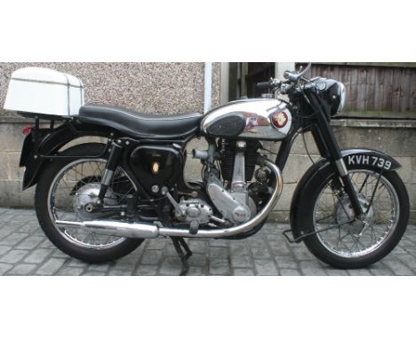 1955 BSA B31, 350 cc. Registration number KVH 739. Frame number EB31.2102. Engine number ZB31.13709. BSA's rugged, workaday B