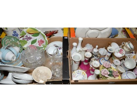 2 boxes of decorative ceramics and glass including Portmierion, Royal Worcester