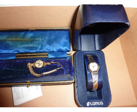 Rotary 9ct gold wrist watch on 9ct gold strap & Lorus wristwatch etc