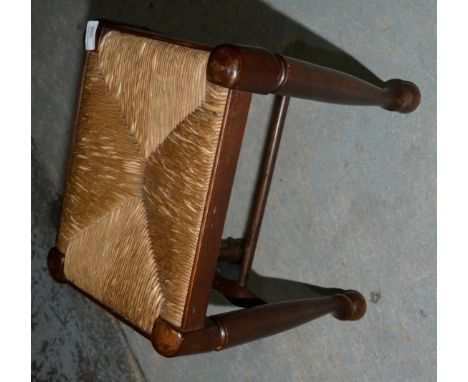 Country style rush seated stool 