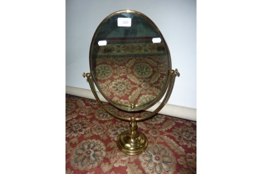Brass Framed Oval Free Standing Dressing Table Mirror