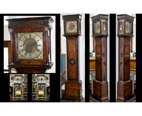 A mid 18th Century Mahogany Longcase Clock With brass dial and chapter ring marked 'John Allen, Macclesfield' Flamed mahogany