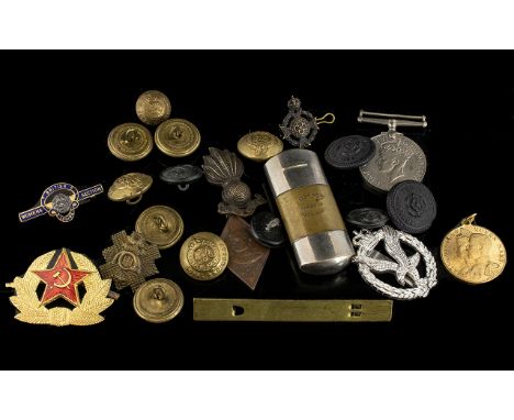 Military Interest/. To include buttons, lighter, pin badges etc. Please see accompanying image.