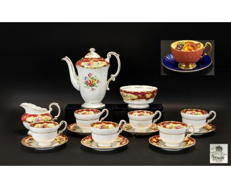 Paragon 'Pompadour' Coffee Service comprising Coffee Pot, 6 Coffee Cups and Saucers, Milk Jug and Sugar Bowl.  Also includes 