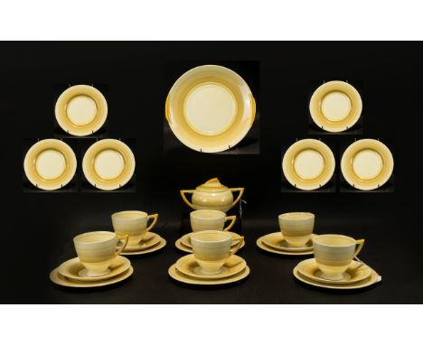 Wedgwood &amp; Co Limited Art Deco Part Tea Service Fifteen pieces in total, pattern number 2764, each marked to base 'Wedgwo