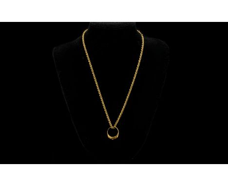 9ct Gold Rope Twist 20 Inch Chain, Together With An 18ct Gold Ring. Both A/F total weight approx 6.6 grams. Please see image