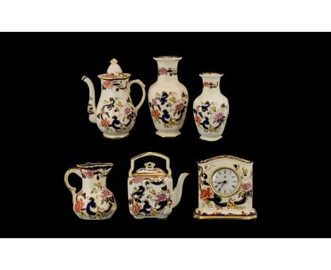 Masons Ironstone China Mandalay Pattern Six Piece Collection to include coffee pot, two vases, cream jug, milk jug and table 