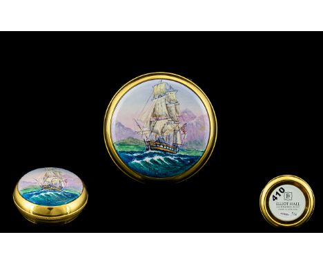 Elliot Hall Enamels - nice quality, limited, numbered and signed, circular paperweight. The cover with hand painted image of 