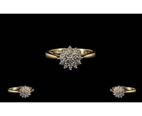 A 9ct Gold Diamond Cluster Ring Fully hallmarked, ring size J. Please see image
