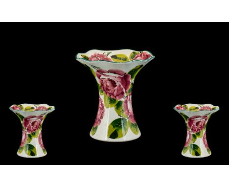 Wemyss Attractive Flared and Waisted Form Vase - 'Cabbage Roses' pattern. Circa 1920's. Height 6.5 inches - 16.25 cm tall. So