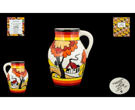 Wedgwood Bizarre Clarice Cliff Hand Painted Limited Edition  Lotus jug - House And Bridge Number 50 of 250, complete with box
