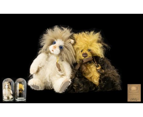 Charlie Bears Limited Edition Minimo Collection By Isabelle Lee Two Handmade Jointed Miniature Plush Bears In Glazed Display 