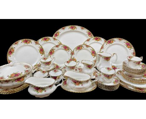 ROYAL ALBERT 'OLD COUNTRY ROSES' BONE CHINA DINNER & TEAWARES, including 6 each of dinner, dessert, side plates and icecream 